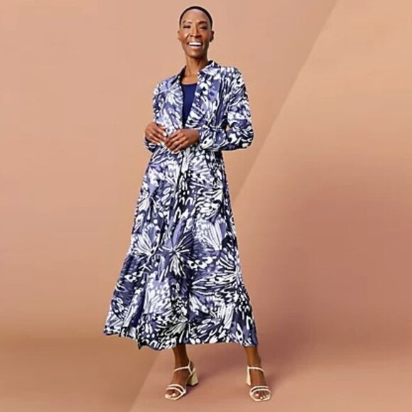 NEW Illusion Waist Shirtdress Set, Tall Medium, PMed, XL - Picture 1 of 3